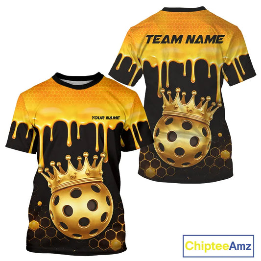Custom Dripping Honeycomb Gold Crown Pickleball 3D Ball Jerseys Men Pickleball Shirts NYN2230