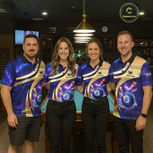Load image into Gallery viewer, Purple Galaxy Pool 8 Ball Billiard Shirt For Women Personalized Multicolor Light Billiard Apparel NYN2893