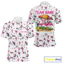 Load image into Gallery viewer, Funny Pink Flamingo Friends White Mens Polo Shirt Custom Flamingo Ladies Golf Outfits NYN3111