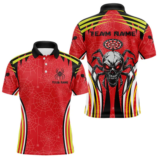 Personalized Black And Red Spider Dart Shirts For Men, Custom Dart Team Jerseys NYN0017