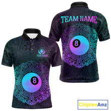 Load image into Gallery viewer, Custom Blue &amp; Purple Tribal 8 Ball Billiard Jersey For Men Billiard Clothes Billiard Team Shirts NYN2924
