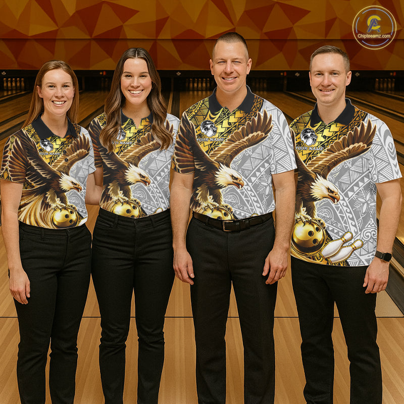 Black And Gold Tribal Bowling Jersey For Women Custom Eagle Tribal Team Shirts Bowling League NYN2927