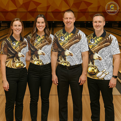 Black And Gold Tribal Bowling Jersey For Women Custom Eagle Tribal Team Shirts Bowling League NYN2927