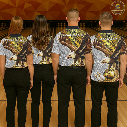 Black And Gold Tribal Bowling Jersey For Women Custom Eagle Tribal Team Shirts Bowling League NYN2927