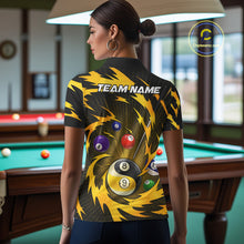 Load image into Gallery viewer, Yellow Tornado Yin Yang Ball Women Billiard Pool Shirts Custom 8 Ball And 9 Ball Billiard Team Jersey NYN3303