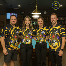 Load image into Gallery viewer, Yellow Tornado Yin Yang Ball Women Billiard Pool Shirts Custom 8 Ball And 9 Ball Billiard Team Jersey NYN3303