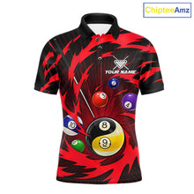Load image into Gallery viewer, Red tornado yin yang pool shirt for men custom polo billiard team jersey