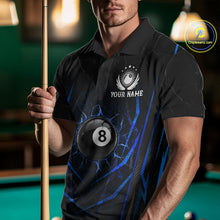 Load image into Gallery viewer, Black And Blue Broken Glass 8 Ball Mens Billiard Pool Shirts Custom Billiard Team Jersey NYN3309