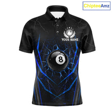 Load image into Gallery viewer, Black and blue broken glass 8 ball billiard polo shirt for men custom team jersey