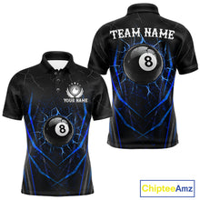 Load image into Gallery viewer, Black and blue broken glass 8 ball billiard polo shirt for men custom team jersey