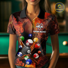 Load image into Gallery viewer, Cobra 8 Ball Cracked Thunder Lightning Billiard Shirts For Women Custom Billiard Team Jersey | Orange NYN3311