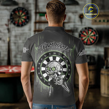 Load image into Gallery viewer, Custom Grey &amp; Green Dartboard Funny Skeleton Dart Men Polo Jerseys Dart Team Shirts NYN1752