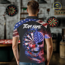 Load image into Gallery viewer, Smoke US Flag Skull Dartboard Men Darts Polo Shirt Custom Retro Patriotic Darts Jerseys NYN2550