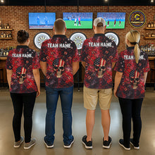 Load image into Gallery viewer, Red Grunge US Flag Skull Dart Arrow Women Darts Quarter-Zip Shirt Custom Retro Darts Team Jerseys NYN2552