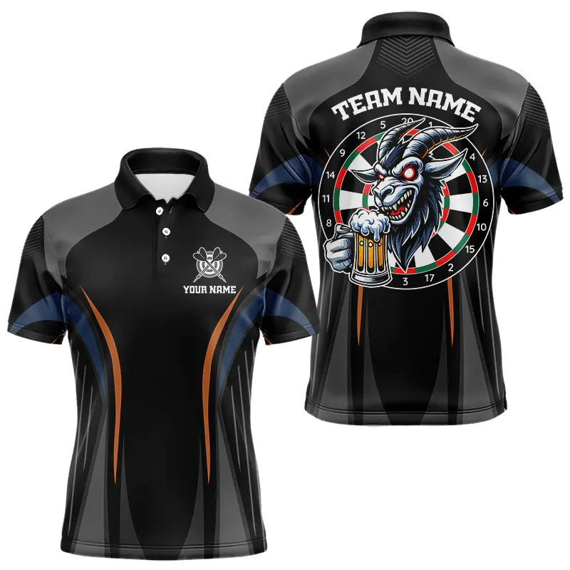 Custom Goat With Beer Funny Dart Shirts For Men, Dart Team Jerseys NYN0023