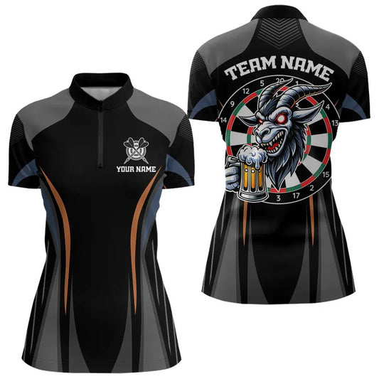 Custom Goat With Beer Funny Dart Shirts For Women, Dart Team Jerseys NYN0023