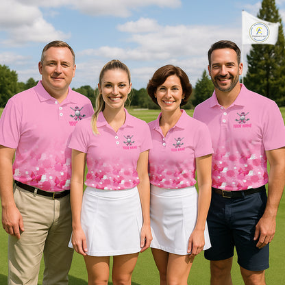 Pink Splatter Golf Shirts For Men Breast Cancer Awareness Golf Jerseys Short Sleeve Golf Tops NYN3315