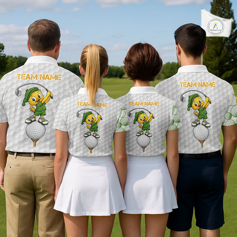 Funny Duck Golfer Polos Team Outfits Yellow And Green Golf Jerseys For Men, Best Mens Golf Shirts NYN3317
