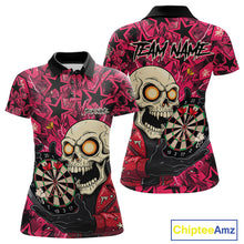Load image into Gallery viewer, Pink Star Funny Skeleton Dartboard Custom Women Polo Dart Shirt Funny Dart Jerseys NYN1759