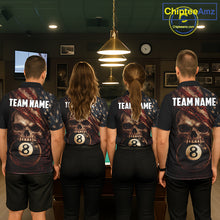 Load image into Gallery viewer, Grunge Vintage US Flag Skull Pool 8 Ball Women's Billiard Shirt Custom Retro Billiard Team Attire NYN2563