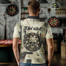 Load image into Gallery viewer, Geometric Dartboard Beige Skull Custom Mens Polo Dart Shirt Gifts For Dart Players NYN1767