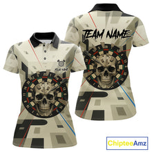Load image into Gallery viewer, Geometric Dartboard Beige Skull Custom Women Polo Dart Shirt Gifts For Dart Players NYN1767