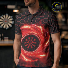 Load image into Gallery viewer, Black &amp; Red Storm Lightning Dartboard Custom Mens Polo Dart Shirt Halftone Dart Jerseys NYN1775