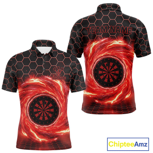 Black & Red Storm Lightning Dartboard Custom Mens Polo Dart Shirt Halftone Dart Jerseys NYN1775