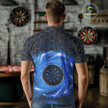 Load image into Gallery viewer, Black &amp; Blue Storm Lightning Dartboard Custom Mens Polo Dart Shirt Halftone Dart Jerseys NYN1776