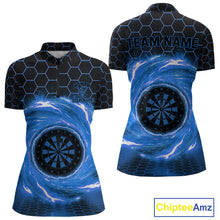 Load image into Gallery viewer, Black &amp; Blue Storm Lightning Dartboard Custom Women Quarter-Zip Dart Shirt Halftone Dart Jerseys NYN1776
