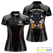 Load image into Gallery viewer, Custom Wolf With Beer Funny Dart Polo Shirts For Women Dart Team Jerseys NYN1552