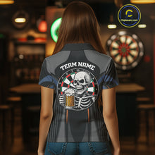 Load image into Gallery viewer, Custom Skull With Beer Funny Dart Polo Shirts For Women, Dart Team Jerseys NYN1553