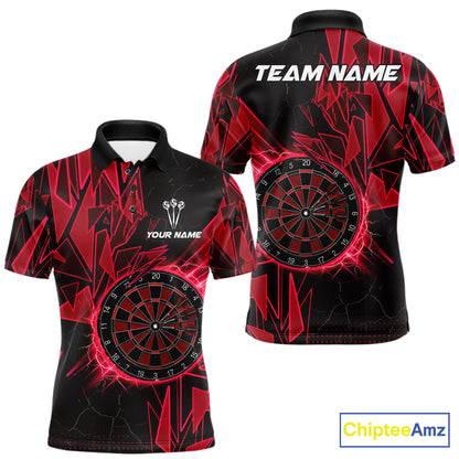 Red broken glass dartboard lightning dart shirt for men custom dart clothing