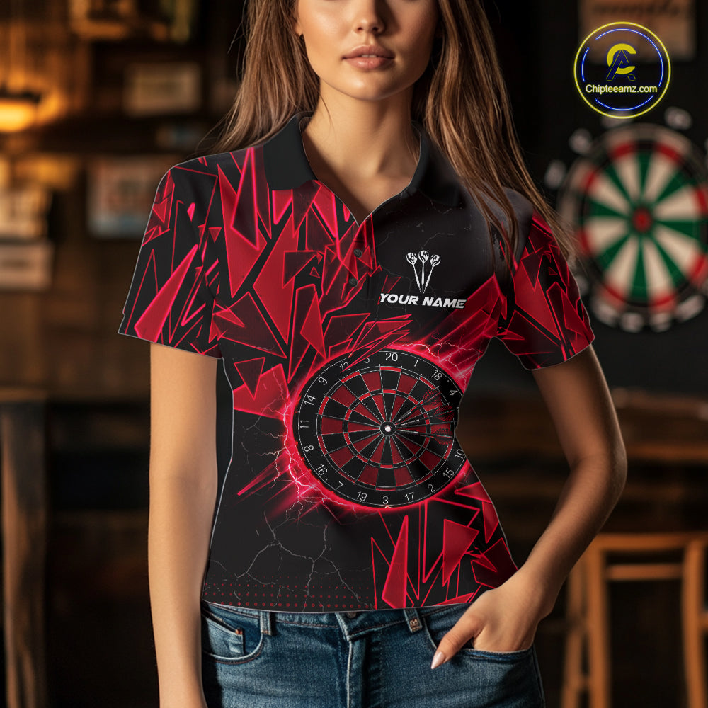 Red Broken Glass Dartboard Lightning Dart Shirt Custom Dart Jersey For Women, Gifts For Dart Players NYN3336