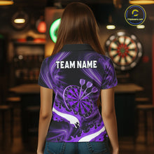 Load image into Gallery viewer, White And Purple Smoking Women Dart Polo &amp; 1/4-Zip Shirt Custom Splatter Dart Team Clothing NYN3341