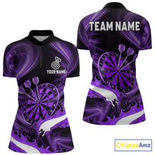 Load image into Gallery viewer, White and purple smoking dart 1/4-zip shirt custom splatter dart team clothing for women