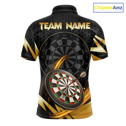 Black And Gold Horror Wolf Dart Shirts For Men Custom Thunder Dartboard Dart Team Name Jerseys NYN3625