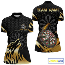 Load image into Gallery viewer, Black And Gold Horror Wolf Dart Shirts For Women Custom Thunder Dartboard Dart Team Name Jerseys NYN3625