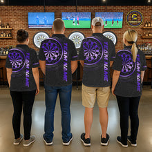 Load image into Gallery viewer, Black &amp; Purple Gradient Dartboard Mens Dart Polo Quarter Zip Shirts Custom Team Name Dart Jerseys NYN3632