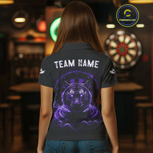 Load image into Gallery viewer, Black And Purple Smokes Tiger Dartboard Custom Mens Polo Dart Shirt Funny Dart Jerseys NYN1781