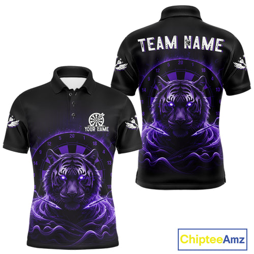 Black And Purple Smokes Tiger Dartboard Custom Mens Polo Dart Shirt Funny Dart Jerseys NYN1781