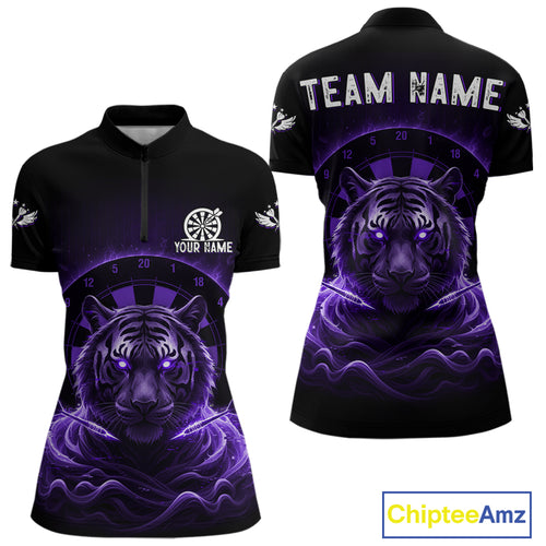 Black And Purple Smokes Tiger Dartboard Custom Mens Polo Dart Shirt Funny Dart Jerseys NYN1781