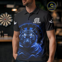 Load image into Gallery viewer, Black And Blue Smokes Tiger Dartboard Custom Mens Polo Dart Shirt Funny Dart Jerseys NYN1782