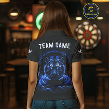 Load image into Gallery viewer, Black And Blue Smokes Tiger Dartboard Custom Mens Polo Dart Shirt Funny Dart Jerseys NYN1782