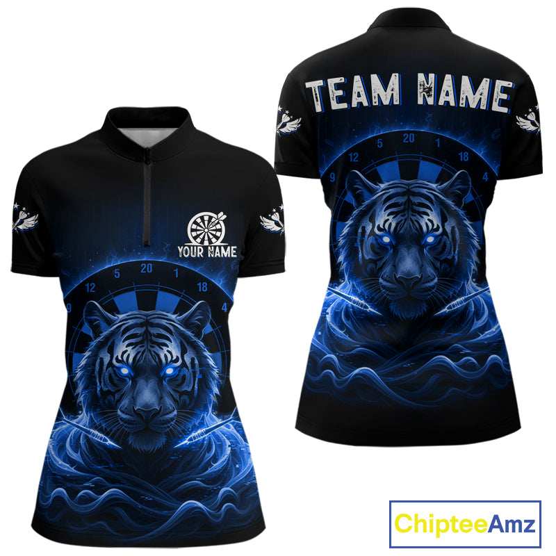 Black And Blue Smokes Tiger Dartboard Custom Mens Polo Dart Shirt Funny Dart Jerseys NYN1782