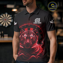 Load image into Gallery viewer, Black And Red Smokes Tiger Dartboard Custom Mens Polo Dart Shirt Funny Dart Jerseys NYN1783