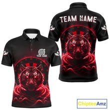 Load image into Gallery viewer, Black And Red Smokes Tiger Dartboard Custom Mens Polo Dart Shirt Funny Dart Jerseys NYN1783