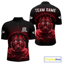 Load image into Gallery viewer, Black And Red Smokes Tiger Dartboard Custom Mens Polo Dart Shirt Funny Dart Jerseys NYN1783
