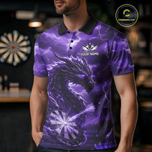 Load image into Gallery viewer, Lightning Dragon Purple Dartboard Custom Dart Men Polo Shirt Outfits Dart Jerseys NYN1786