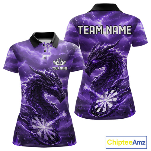 Lightning Dragon Purple Dartboard Custom Dart Men Polo Shirt Outfits Dart Jerseys NYN1786